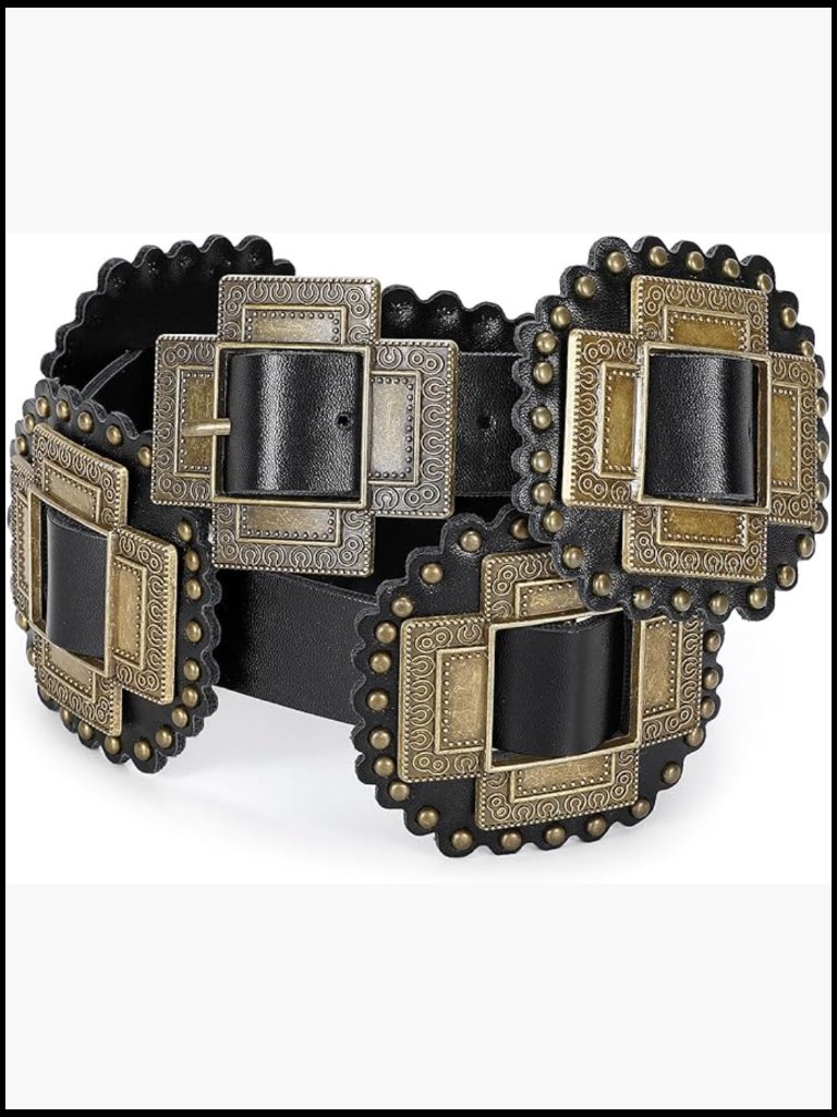 Western Concho Belt Leather Cowgirl Wide Boho Belt For Dresses Jeans